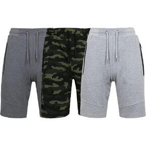 Galaxy by Harvic Men's 3-Pack Performance Jogger Shorts, Tech Fleece Active Cotton Blend Shorts with Pockets in Kuwait