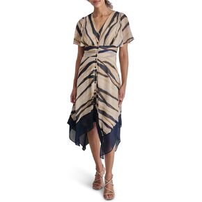 DKNY Women's Short Sleeve V-Neck Fit & Flare Midi Dress in Saudi Arabia