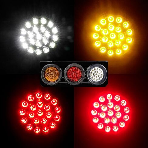 2 قطعة مجموعة مصابيح خلفية LED للمقطورة، 12 فولت - 24 فولت 4 بوصة مصابيح خلفية LED مستديرة للمقطورة لمصابيح تشغيل إشارة الانعطاف in Kuwait