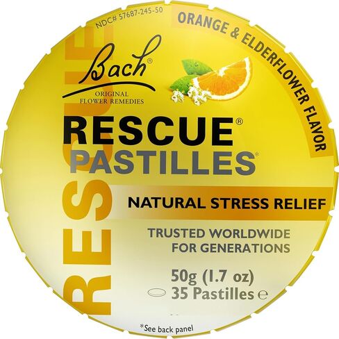 RESCUE Bach PASTILLES، نكهة التوت المختلطة، أقراص استحلاب لتخفيف التوتر، المعالجة المثلية، خلاصات الزهور، 35 قطعة in Kuwait