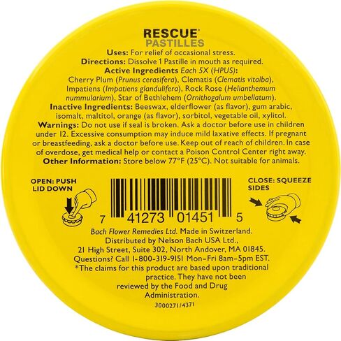 RESCUE Bach PASTILLES، نكهة التوت المختلطة، أقراص استحلاب لتخفيف التوتر، المعالجة المثلية، خلاصات الزهور، 35 قطعة in Kuwait