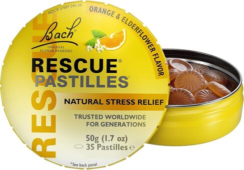 RESCUE Bach PASTILLES، نكهة التوت المختلطة، أقراص استحلاب لتخفيف التوتر، المعالجة المثلية، خلاصات الزهور، 35 قطعة in Kuwait