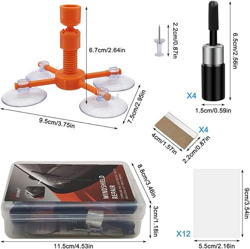 Maxin Windshield Repair Kit, Upgraded Windshield Chip Repair Kit with Pressure Syringes,Automotive Windshield Crack Repair Kit, Glass Repair Kit Quick Fix for Fixing Bulls-Eye in Kuwait