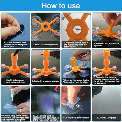 Maxin Windshield Repair Kit, Upgraded Windshield Chip Repair Kit with Pressure Syringes,Automotive Windshield Crack Repair Kit, Glass Repair Kit Quick Fix for Fixing Bulls-Eye in Kuwait