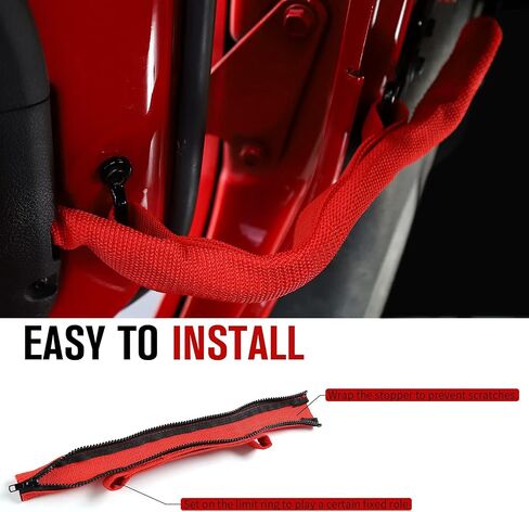 jecar for jeep door straps حزام حدود الباب القوي الثقيل مع سحاب لعام 2007-2024 Jeep Wrangler JK JKU JL JLU Gladiator JT (Black) in Saudi Arabia