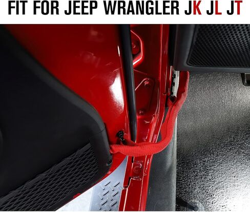 jecar for jeep door straps حزام حدود الباب القوي الثقيل مع سحاب لعام 2007-2024 Jeep Wrangler JK JKU JL JLU Gladiator JT (Black) in Saudi Arabia