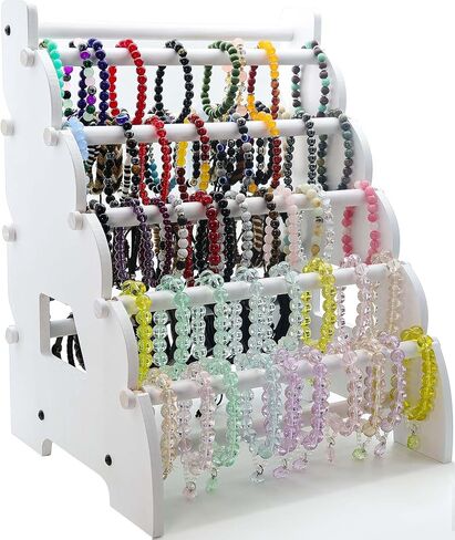 Wooden Bracelet Holder 8 Tier Jewelry Bracelet Display Stand, Portable Organizer for 150-240 Bangles & Scrunchies - for Vendors,Retail Stores, Craft Shows, and Home Storage (vintage) in Kuwait