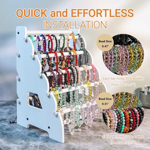 Wooden Bracelet Holder 8 Tier Jewelry Bracelet Display Stand, Portable Organizer for 150-240 Bangles & Scrunchies - for Vendors,Retail Stores, Craft Shows, and Home Storage (vintage) in Kuwait