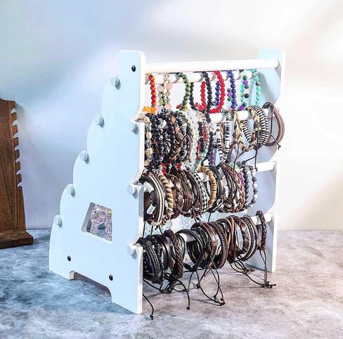 Wooden Bracelet Holder 8 Tier Jewelry Bracelet Display Stand, Portable Organizer for 150-240 Bangles & Scrunchies - for Vendors,Retail Stores, Craft Shows, and Home Storage (vintage) in Kuwait