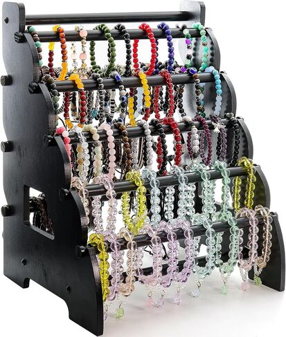 Wooden Bracelet Holder 8 Tier Jewelry Bracelet Display Stand, Portable Organizer for 150-240 Bangles & Scrunchies - for Vendors,Retail Stores, Craft Shows, and Home Storage (vintage) in Kuwait