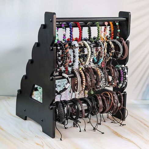 Wooden Bracelet Holder 8 Tier Jewelry Bracelet Display Stand, Portable Organizer for 150-240 Bangles & Scrunchies - for Vendors,Retail Stores, Craft Shows, and Home Storage (vintage) in Kuwait
