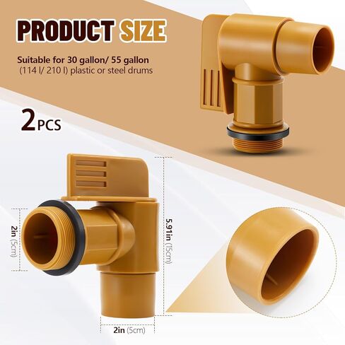 4 Pcs Polyethylene Drum Tap with EPDM Gasket 2" Polyethylene Barrel Faucet Male Polyethylene Spigot Barrel Tap Replacement for 30 & 55 Gallon Plastic or Steel Drums in Saudi Arabia