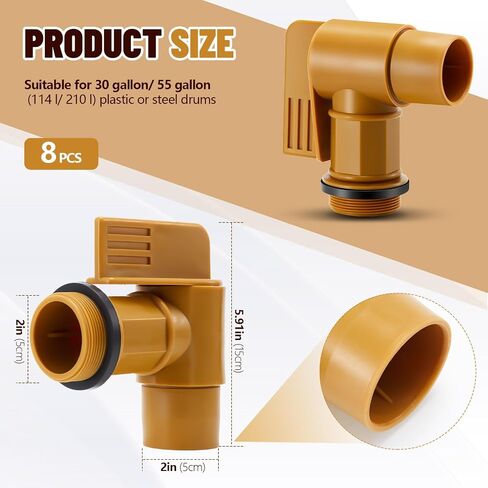 4 Pcs Polyethylene Drum Tap with EPDM Gasket 2" Polyethylene Barrel Faucet Male Polyethylene Spigot Barrel Tap Replacement for 30 & 55 Gallon Plastic or Steel Drums in Saudi Arabia