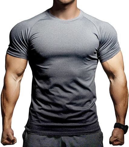 الرجال النحيف في العضلات العضلات الجيم تي شيرت تنفس قمصان تجريب طاقم الرقبة الرياضية و Tee Tee T86 عارضة in Kuwait