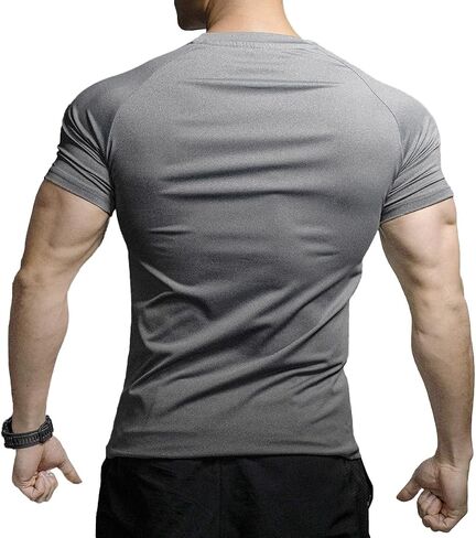 الرجال النحيف في العضلات العضلات الجيم تي شيرت تنفس قمصان تجريب طاقم الرقبة الرياضية و Tee Tee T86 عارضة in Kuwait