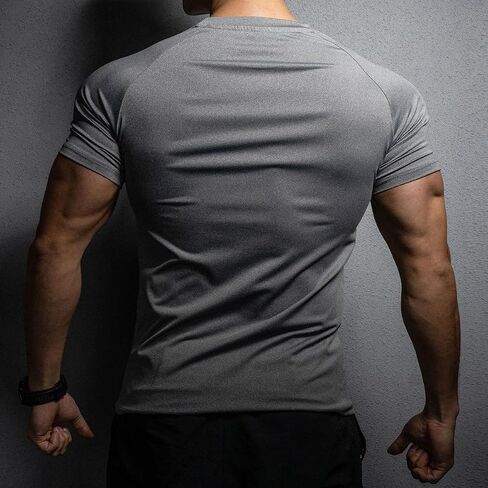 الرجال النحيف في العضلات العضلات الجيم تي شيرت تنفس قمصان تجريب طاقم الرقبة الرياضية و Tee Tee T86 عارضة in Kuwait