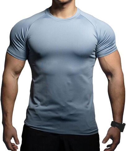 الرجال النحيف في العضلات العضلات الجيم تي شيرت تنفس قمصان تجريب طاقم الرقبة الرياضية و Tee Tee T86 عارضة in Kuwait