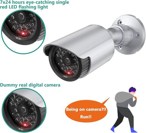 WALI Dummy Fake Simulated Surveillance Security CCTV Dome Camera Indoor Outdoor with One LED Light, Warning Security Alert Sticker Decal (TC-B8), 8 Packs, Black in Kuwait