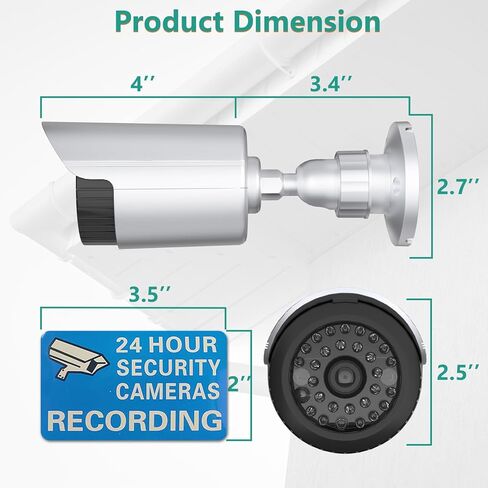 WALI Dummy Fake Simulated Surveillance Security CCTV Dome Camera Indoor Outdoor with One LED Light, Warning Security Alert Sticker Decal (TC-B8), 8 Packs, Black in Kuwait