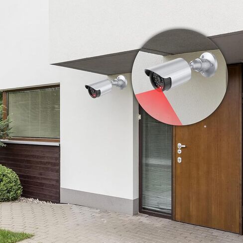 WALI Dummy Fake Simulated Surveillance Security CCTV Dome Camera Indoor Outdoor with One LED Light, Warning Security Alert Sticker Decal (TC-B8), 8 Packs, Black in Kuwait