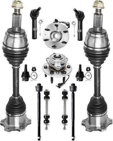 Detroit Axle - 4WD Front CV Axles Wheel Bearing Hubs Kit for Silverado Sierra Suburban 1500 Avalanche Tahoe Yukon Escalade Wheel Hub Bearings CV Axle Shafts Ball Joints Sway Bars Tie Rods - 12pc Set in Saudi Arabia