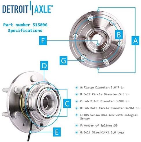 Detroit Axle - 4WD CV Axles Axles Bearing Hubs Kit for Silverado Sierra Sierra Suburban 1500 Avalanche Tahoe Yukon Escalade Wheel محامل محامل محور CV in Kuwait
