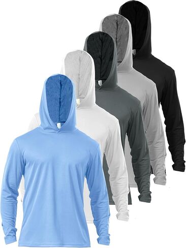 Men’s Sun Protection Long Sleeve Hoodie Rash Guard SPF Lightweight Quick Dry UV Shirts Outdoor Fishing Active Wear in Kuwait