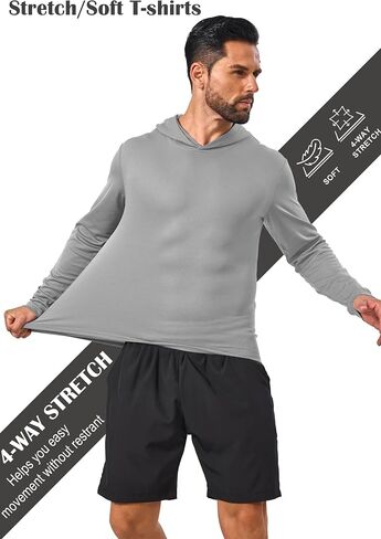Men’s Sun Protection Long Sleeve Hoodie Rash Guard SPF Lightweight Quick Dry UV Shirts Outdoor Fishing Active Wear in Kuwait