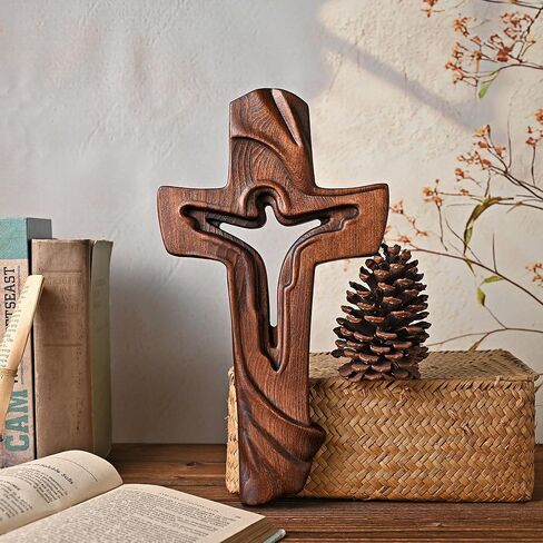 BGCOPPER Wooden Cross for Wall, Handmade Crucifix Wall Cross Jesus Ascension Cross Wall Decor for Home Easter Christmas Gift (10 Inch) in Kuwait