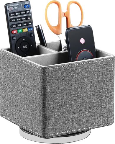 YAPISHI Remote Control Holder, 360° Swivel TV Remote Holder for Table, PU Leather Remotes Caddy, Nightstand Organizer for Media Controllers/Makeup/Office Supplies, Bedside Decorations for Living Room in Kuwait