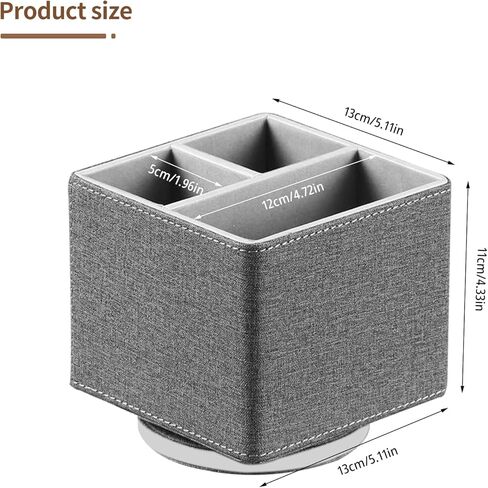 YAPISHI Remote Control Holder, 360° Swivel TV Remote Holder for Table, PU Leather Remotes Caddy, Nightstand Organizer for Media Controllers/Makeup/Office Supplies, Bedside Decorations for Living Room in Kuwait