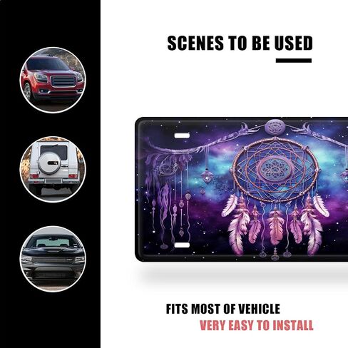 Indian Dreamcatcher Galaxy Ethnic Boho Colorful Colorful License Plate Cover,Decorative Metal Car Front License Plate with 4 Holes,6x12inch in Saudi Arabia
