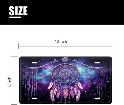 Indian Dreamcatcher Galaxy Ethnic Boho Colorful Colorful License Plate Cover,Decorative Metal Car Front License Plate with 4 Holes,6x12inch in Saudi Arabia