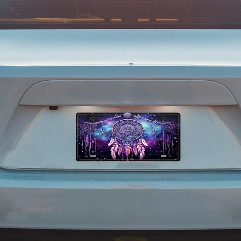 Indian Dreamcatcher Galaxy Ethnic Boho Colorful Colorful License Plate Cover,Decorative Metal Car Front License Plate with 4 Holes,6x12inch in Saudi Arabia