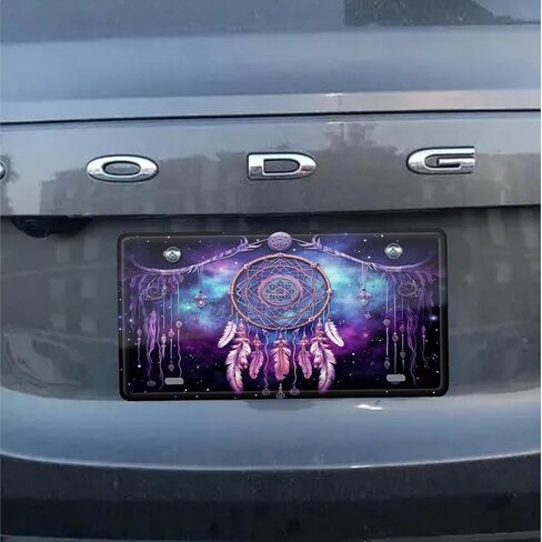 Indian Dreamcatcher Galaxy Ethnic Boho Colorful Colorful License Plate Cover,Decorative Metal Car Front License Plate with 4 Holes,6x12inch in Saudi Arabia