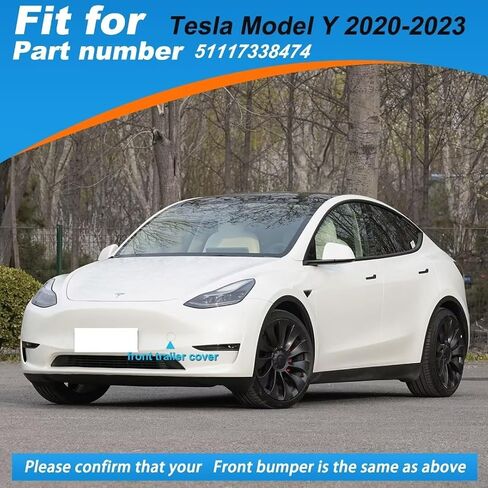 غطاء خطاف السحب اليسرى في السيارة لسيارة Tesla Model Y 2020 2021 2022 2023 غطاء مقطورة القطر غطاء العين 1493746-00-A 149374600A (جانب السائق الأسود ، يسار) in Kuwait