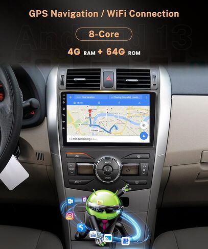 راديو 2G 32G لسيارة Toyota Corolla 2009 2010 2011 2012 2013 ستيريو سيارة أندرويد، شاشة لمس ريمودي 9 بوصة نظام تحديد المواقع بلوتوث FM واي فاي مرآة رابط + كاميرا احتياطية in Kuwait