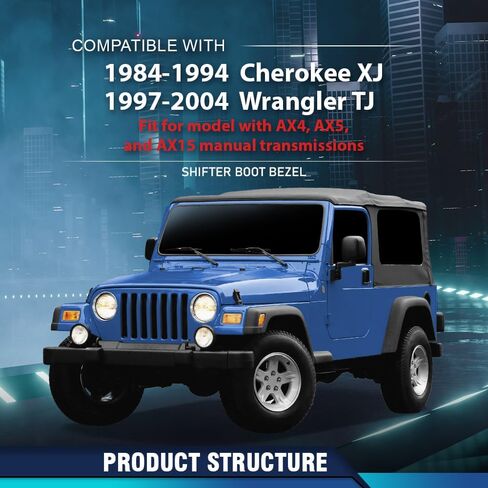 PIT66 SHIFTER BOOT Pzel متوافق مع Jeep Cherokees 1984-1994 ، متوافق مع Jeep Wrangler 1997-2004 18886.94 ، 53000056 in Saudi Arabia