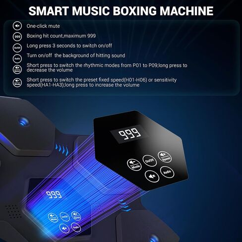 2024 Music Boxing Machine,Wall Mounted Smart Bluetooth Music Boxing Trainer,Workout Punching Equipment for Adults Kids,Perfect for Home,Indoor and Gym,Grey in Saudi Arabia