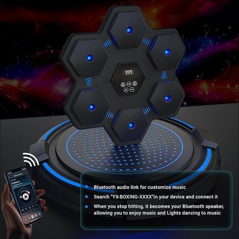 2024 Music Boxing Machine,Wall Mounted Smart Bluetooth Music Boxing Trainer,Workout Punching Equipment for Adults Kids,Perfect for Home,Indoor and Gym,Grey in Saudi Arabia