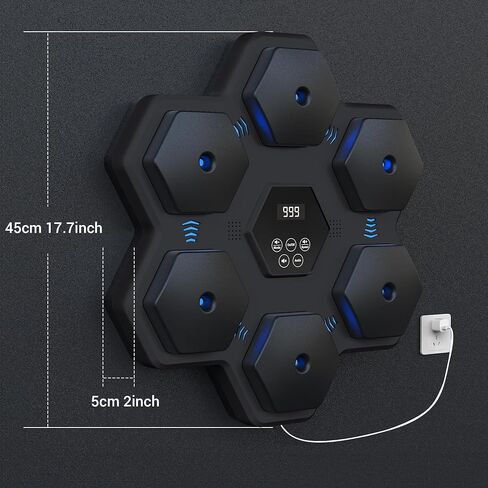 2024 Music Boxing Machine,Wall Mounted Smart Bluetooth Music Boxing Trainer,Workout Punching Equipment for Adults Kids,Perfect for Home,Indoor and Gym,Grey in Saudi Arabia