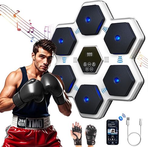 2024 Music Boxing Machine,Wall Mounted Smart Bluetooth Music Boxing Trainer,Workout Punching Equipment for Adults Kids,Perfect for Home,Indoor and Gym,Grey in Saudi Arabia