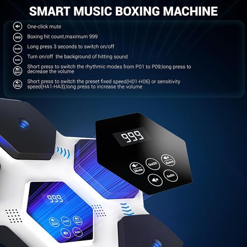 2024 Music Boxing Machine,Wall Mounted Smart Bluetooth Music Boxing Trainer,Workout Punching Equipment for Adults Kids,Perfect for Home,Indoor and Gym,Grey in Saudi Arabia