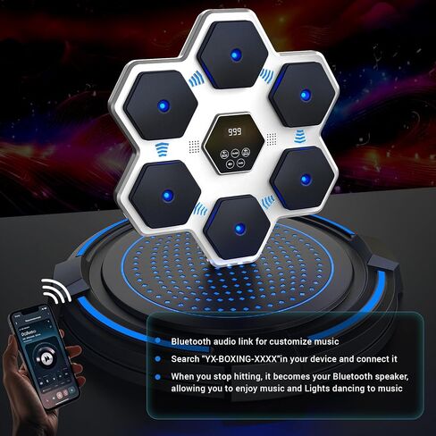 2024 Music Boxing Machine,Wall Mounted Smart Bluetooth Music Boxing Trainer,Workout Punching Equipment for Adults Kids,Perfect for Home,Indoor and Gym,Grey in Saudi Arabia