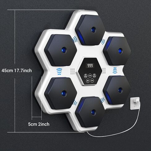2024 Music Boxing Machine,Wall Mounted Smart Bluetooth Music Boxing Trainer,Workout Punching Equipment for Adults Kids,Perfect for Home,Indoor and Gym,Grey in Saudi Arabia