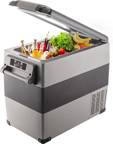 VEVOR NLS45, 12 Volt Car Refrigerator Fridge, 32 L Dual Zone Portable Freezer, -4℉-68℉ Adjustable Range, 12/24V DC and 100-240V AC Compressor Cooler for Outdoor, Camping, RV, Bule and grey in Kuwait