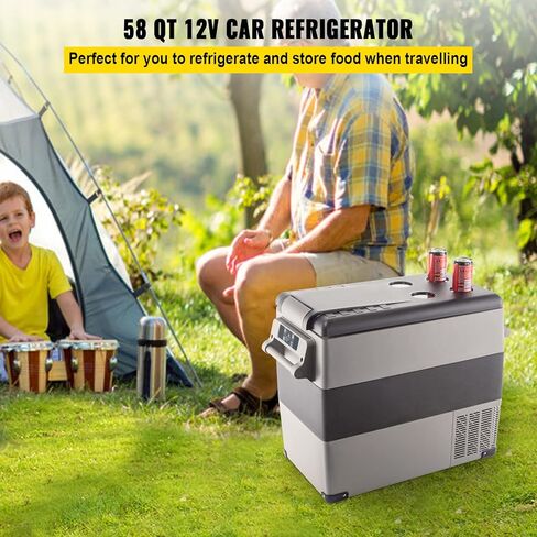 VEVOR NLS45, 12 Volt Car Refrigerator Fridge, 32 L Dual Zone Portable Freezer, -4℉-68℉ Adjustable Range, 12/24V DC and 100-240V AC Compressor Cooler for Outdoor, Camping, RV, Bule and grey in Kuwait