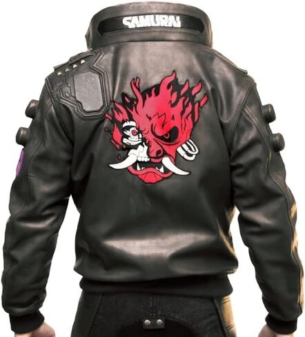 Original Charcoal Black Ultimate Samurai Punk Gaming Bomber Leather Cosplay Jacket - Men's Cyborg Black Cyber Jacket in Saudi Arabia