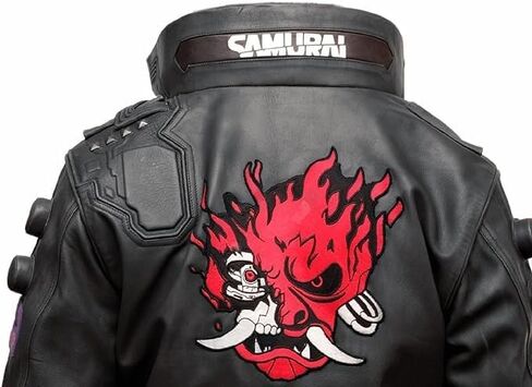 Original Charcoal Black Ultimate Samurai Punk Gaming Bomber Leather Cosplay Jacket - Men's Cyborg Black Cyber Jacket in Saudi Arabia