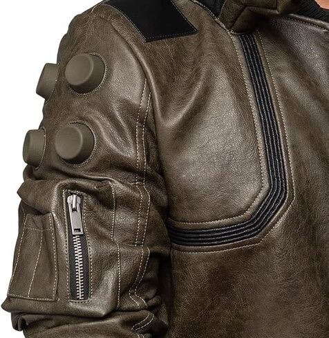 Original Charcoal Black Ultimate Samurai Punk Gaming Bomber Leather Cosplay Jacket - Men's Cyborg Black Cyber Jacket in Saudi Arabia